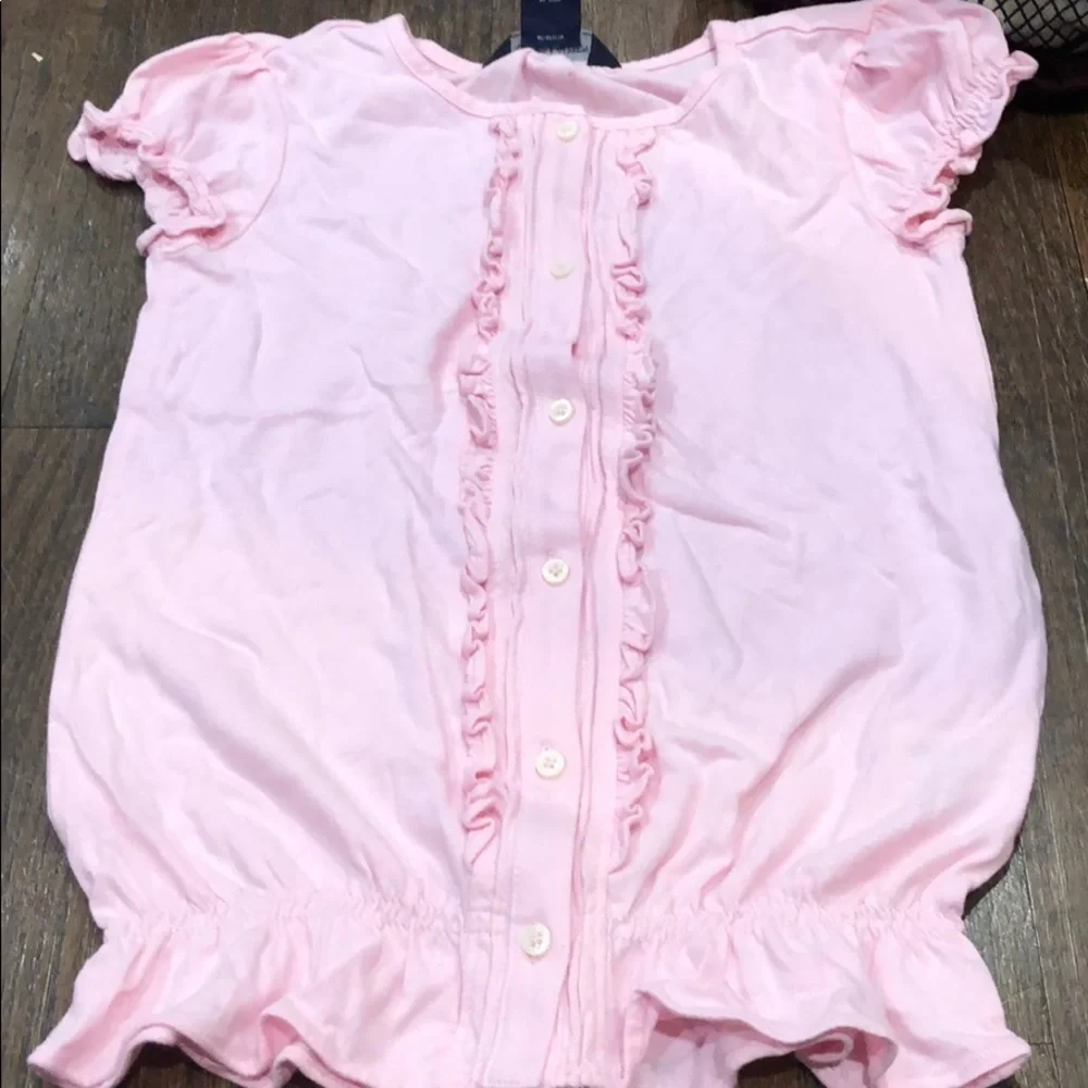Ralph Lauren Sweet Pink Ruffled Button-Front Top size 6💗💖